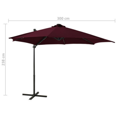 Umbrelă Consolă cu LED-uri 300 cm Roșu Bordo | Livrare Gratuită