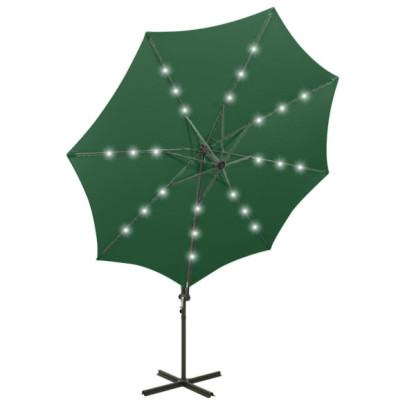 Umbrelă Grădină LED Consolă Verde 300 cm | Livrare Gratuită