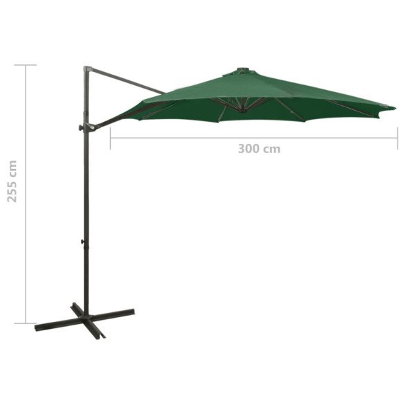 Umbrelă Grădină LED Consolă Verde 300 cm | Livrare Gratuită