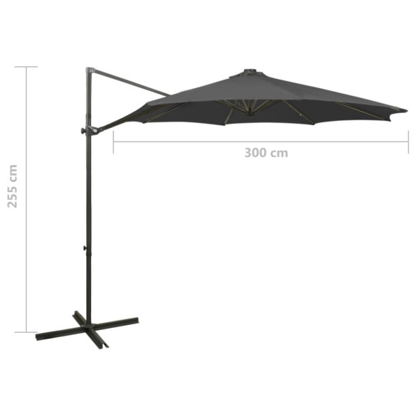 Umbrelă Consolă cu LED Antracit 300 cm | Livrare Gratuită