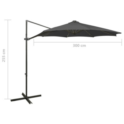 Umbrelă Consolă cu LED Antracit 300 cm | Livrare Gratuită