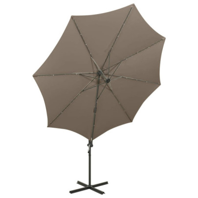 Umbrelă Grădină LED 300 cm cu Bază Încrucișată - Livrare Gratuită