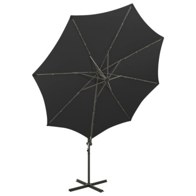 Umbrelă Consolă cu LED-uri - Negru 300 cm | Livrare Gratuită