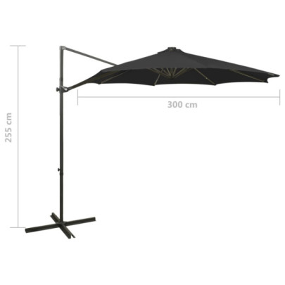 Umbrelă Consolă cu LED-uri - Negru 300 cm | Livrare Gratuită
