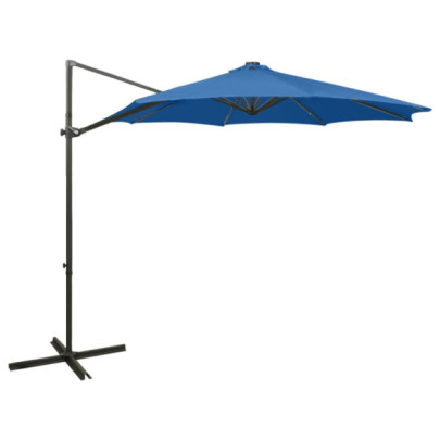 Umbrelă în consolă cu LED-uri - Albastru Azur, 300 cm