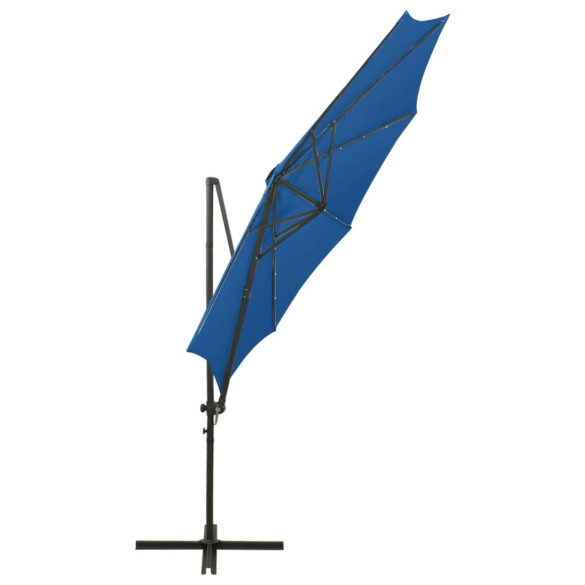 Umbrelă în consolă cu LED-uri - Albastru Azur, 300 cm Umbrelă în consolă cu LED-uri - Albastru Azur, 300 cm