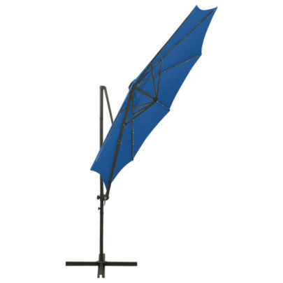 Umbrelă în consolă cu LED-uri - Albastru Azur, 300 cm