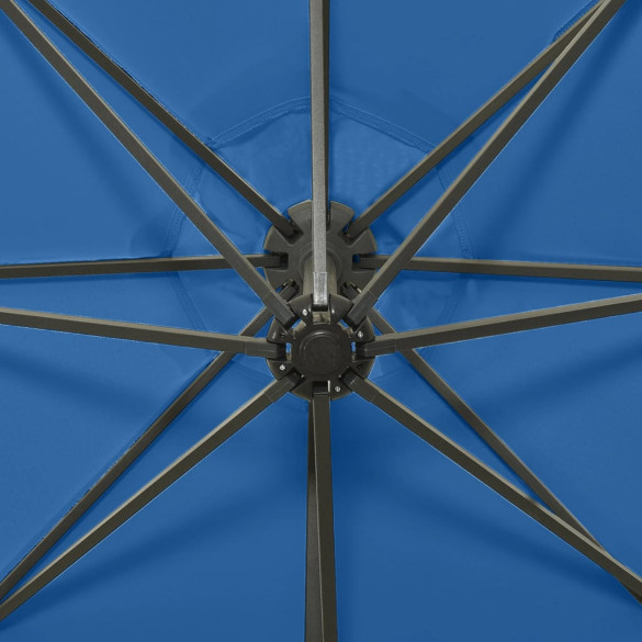 Umbrelă în consolă cu LED-uri - Albastru Azur, 300 cm Umbrelă în consolă cu LED-uri - Albastru Azur, 300 cm