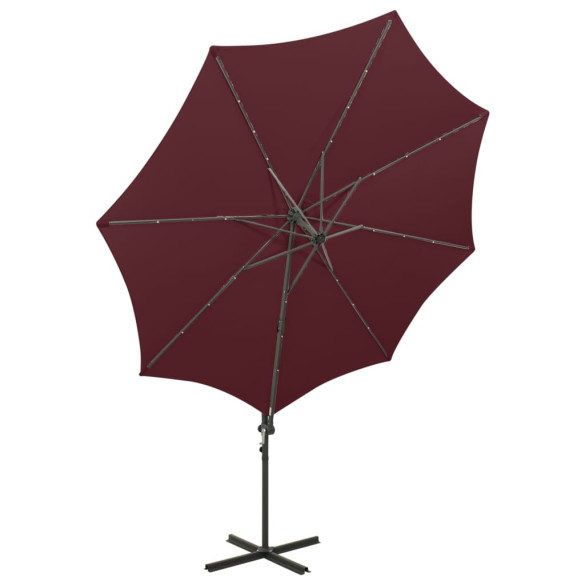 Umbrelă Consolă cu LED-uri Roșu Bordo 300 cm - Livrare Gratuită