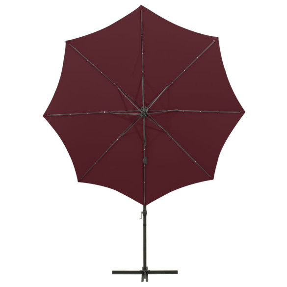 Umbrelă Consolă cu LED-uri Roșu Bordo 300 cm - Livrare Gratuită