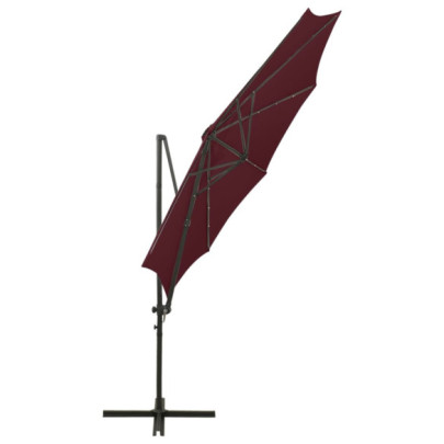 Umbrelă Consolă cu LED-uri Roșu Bordo 300 cm - Livrare Gratuită