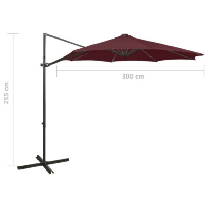 Umbrelă Consolă cu LED-uri Roșu Bordo 300 cm - Livrare Gratuită