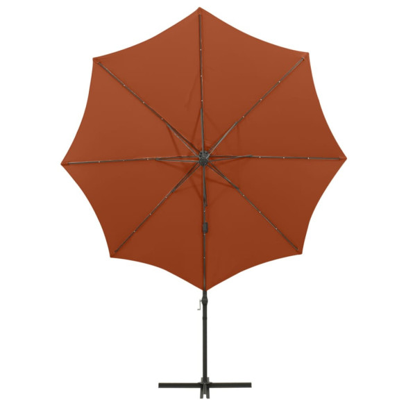 Umbrelă Grădină LED 300 cm cu Consolă - Cărămiziu | Livrare Gratuită