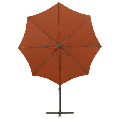 Umbrelă Grădină LED 300 cm cu Consolă - Cărămiziu | Livrare Gratuită