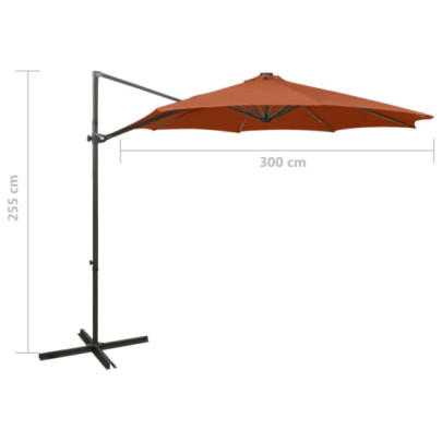 Umbrelă Grădină LED 300 cm cu Consolă - Cărămiziu | Livrare Gratuită