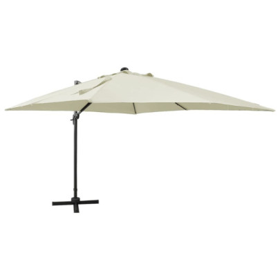 Umbrelă Consolă cu LED pentru Grădină - 300 cm, Nisipiu