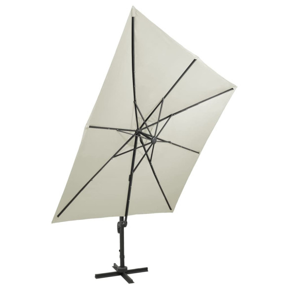Umbrelă Consolă cu LED pentru Grădină - 300 cm, Nisipiu