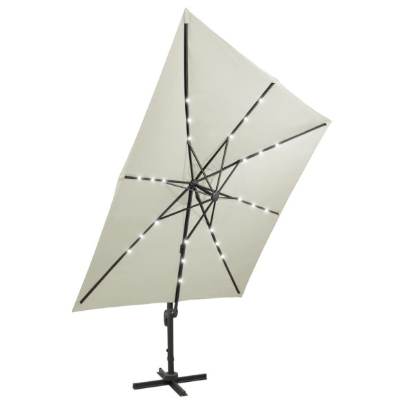 Umbrelă Consolă cu LED pentru Grădină - 300 cm, Nisipiu