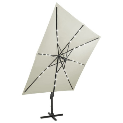 Umbrelă Consolă cu LED pentru Grădină - 300 cm, Nisipiu