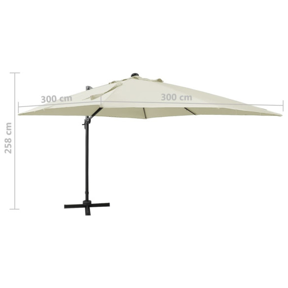 Umbrelă Consolă cu LED pentru Grădină - 300 cm, Nisipiu