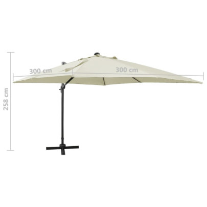 Umbrelă Consolă cu LED pentru Grădină - 300 cm, Nisipiu