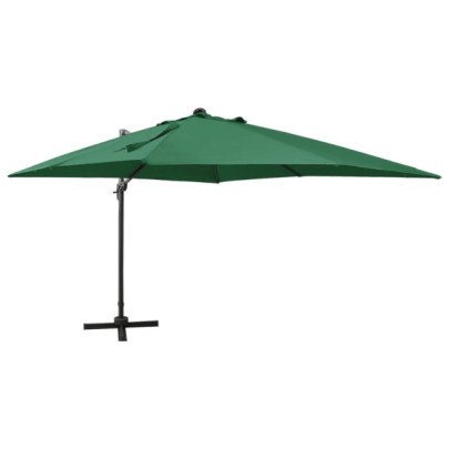 Umbrelă Consolă cu LED-uri Verde 300 cm - Livrare Gratuită