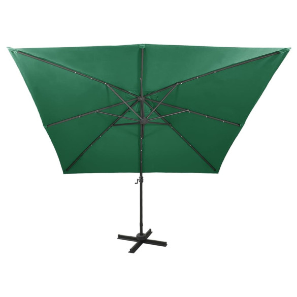 Umbrelă Consolă cu LED-uri Verde 300 cm - Livrare Gratuită