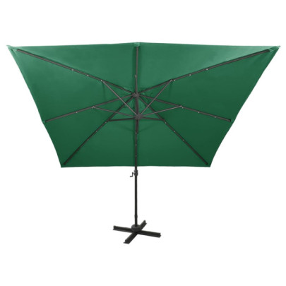Umbrelă Consolă cu LED-uri Verde 300 cm - Livrare Gratuită
