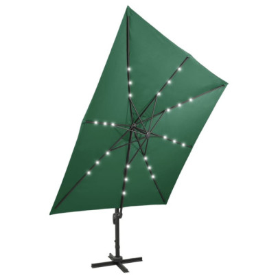 Umbrelă Consolă cu LED-uri Verde 300 cm - Livrare Gratuită