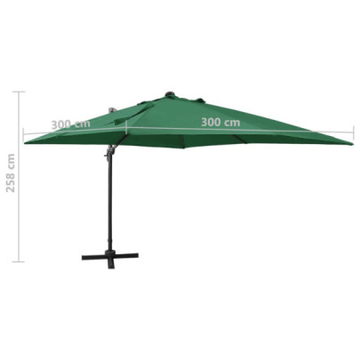Umbrelă Consolă cu LED-uri Verde 300 cm - Livrare Gratuită