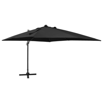 Umbrelă Grădină cu LED-uri și Consolă - Negru 300 cm