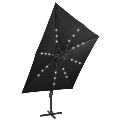 Umbrelă Grădină cu LED-uri și Consolă - Negru 300 cm
