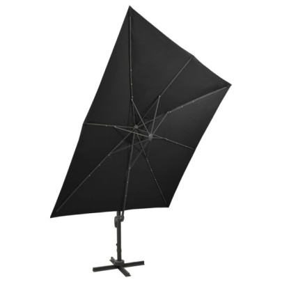 Umbrelă Grădină cu LED-uri și Consolă - Negru 300 cm