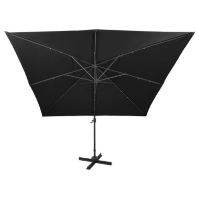 Umbrelă Grădină cu LED-uri și Consolă - Negru 300 cm