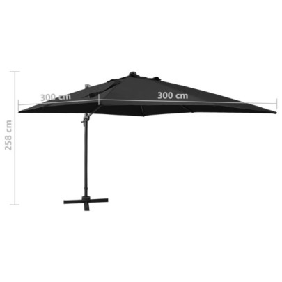 Umbrelă Grădină cu LED-uri și Consolă - Negru 300 cm