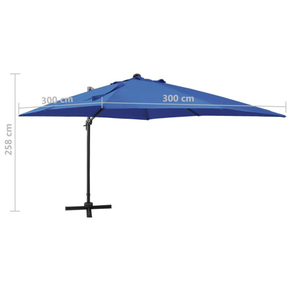 Umbrelă Terasă cu LED - Albastru Azur - 300 cm