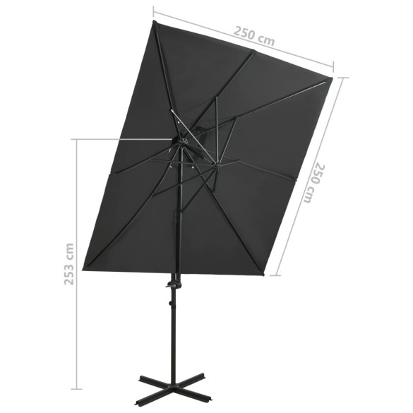 Umbrelă consolă cu înveliș dublu - Antracit 250x250 cm