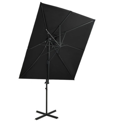 Umbrelă Console Grădină - Înveliș Dublu Negru 250x250 cm
