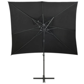 Umbrelă Console Grădină - Înveliș Dublu Negru 250x250 cm 2