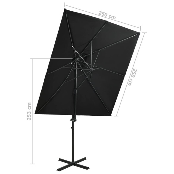Umbrelă Console Grădină - Înveliș Dublu Negru 250x250 cm