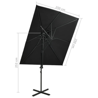 Umbrelă Console Grădină - Înveliș Dublu Negru 250x250 cm