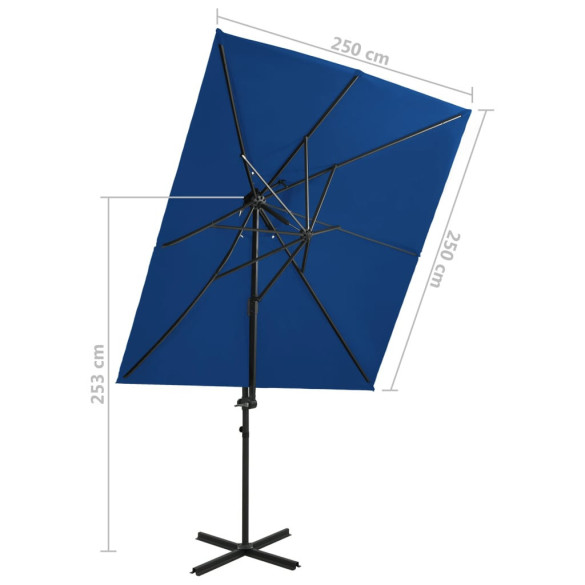 Umbrelă Grădină Consolă 250x250 cm - Albastru Azuriu | Livrare Gratuită