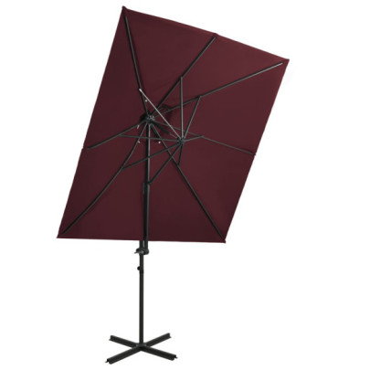Umbrelă Consolă Dublă Înveliș - Roșu Bordo 250x250 cm