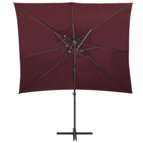 Umbrelă Consolă Dublă Înveliș - Roșu Bordo 250x250 cm 2