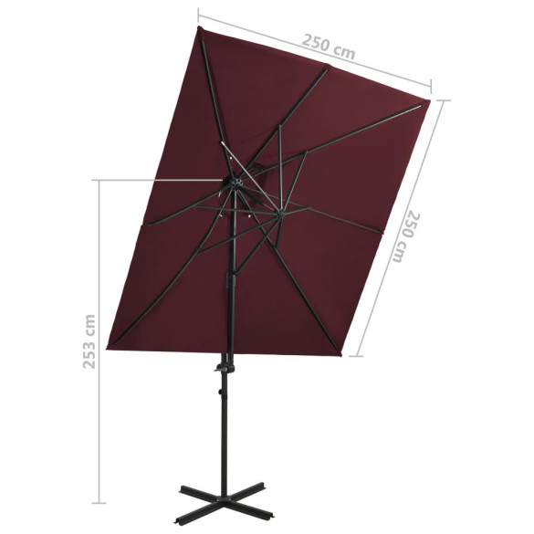Umbrelă Consolă Dublă Înveliș - Roșu Bordo 250x250 cm