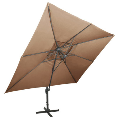 Umbrelă Grădină Consolă 400x300 cm - Înveliș Dublu, Gri Taupe