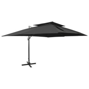 Umbrelă Grădină Consolă Dublu Înveliș - Negru 400x300 cm