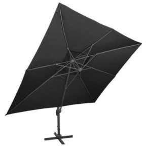 Umbrelă Grădină Consolă Dublu Înveliș - Negru 400x300 cm 2
