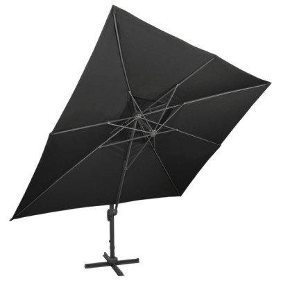Umbrelă Grădină Consolă Dublu Înveliș - Negru 400x300 cm