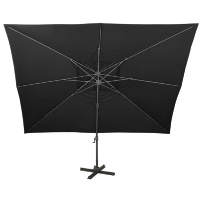 Umbrelă Grădină Consolă Dublu Înveliș - Negru 400x300 cm